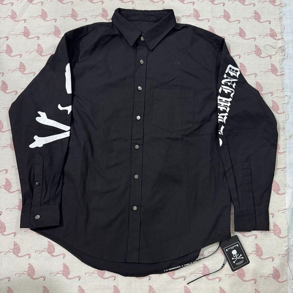 Mastermind Japan Monogram Print Single-Breasted Peak-Collar Long-Sleeved Shirt